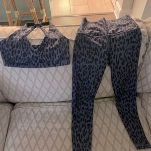 Carbon 38 grey and black leopard print workout set